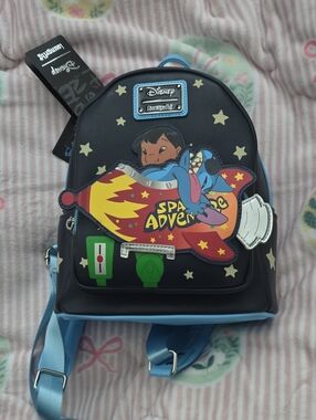 Loungefly Black & Light Blue Lilo & Stitch Space Adventure Mini Backpack
